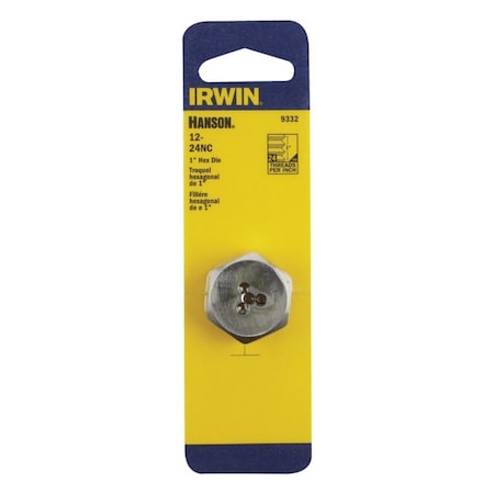 Irwin Irwin Hanson High Carbon Steel SAE Hexagon Die 12-24 1 pc 9332ZR